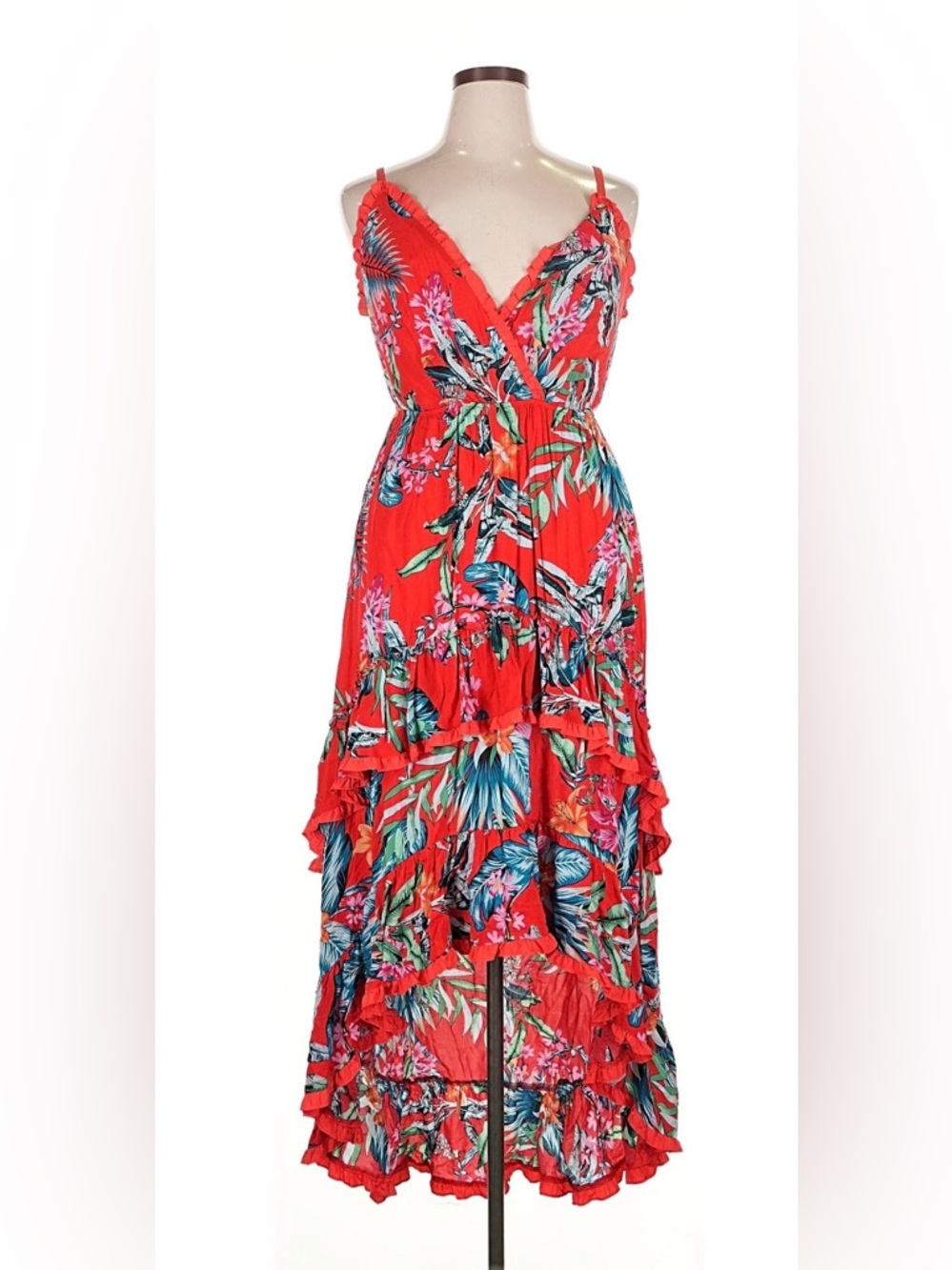 Fashion to Figure Red Tropical Floral High-Low Sundress
